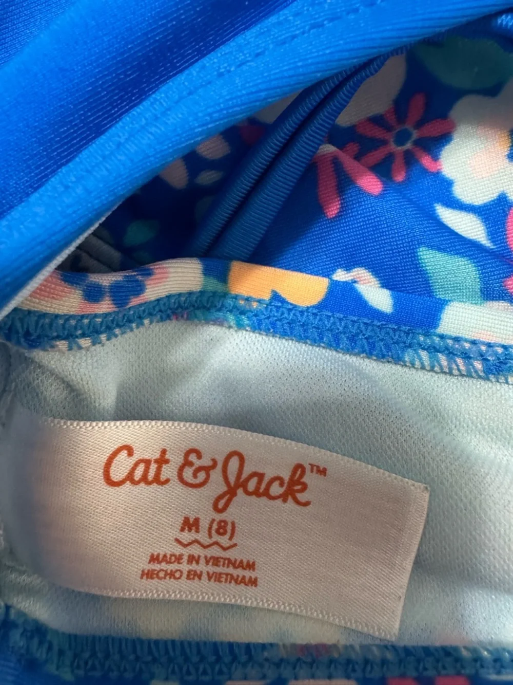 Cat & Jack Royal Blue Floral Ruffle Bikini Girls Size 8 Medium